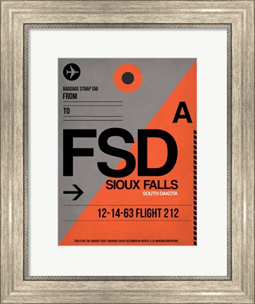 Framed FSD Sioux Falls Luggage Tag I Print