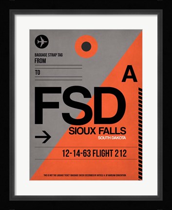 Framed FSD Sioux Falls Luggage Tag I Print