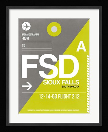 Framed FSD Sioux Falls Luggage Tag II Print