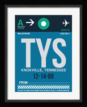 Framed TYS Knoxville Luggage Tag II Print