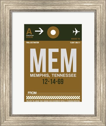 Framed MEM Memphis Luggage Tag I Print