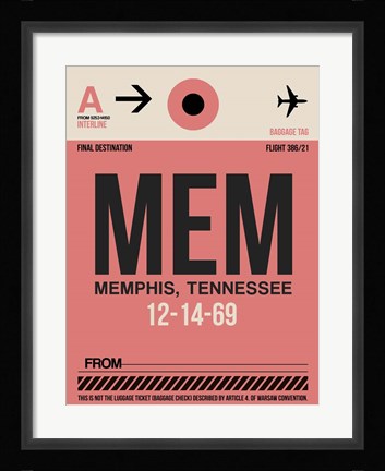 Framed MEM Memphis Luggage Tag II Print