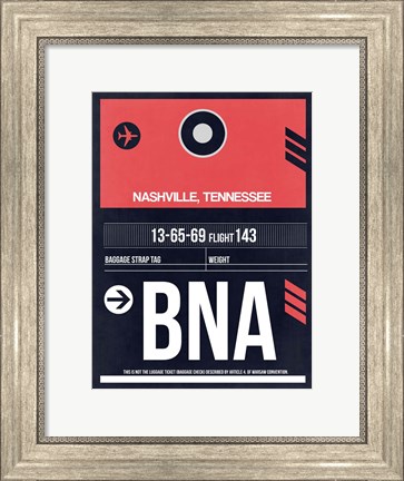 Framed BNA Nashville Luggage Tag I Print