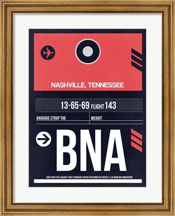 Framed BNA Nashville Luggage Tag I Print