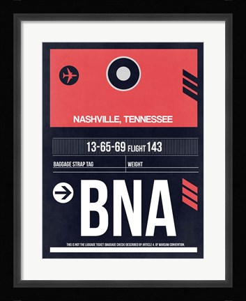 Framed BNA Nashville Luggage Tag I Print