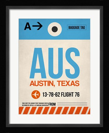 Framed AUS Austin Luggage Tag I Print