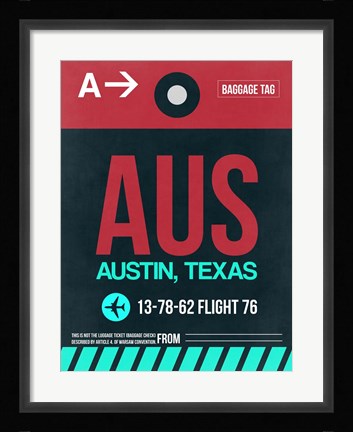 Framed AUS Austin Luggage Tag II Print