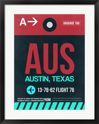 Framed AUS Austin Luggage Tag II Print