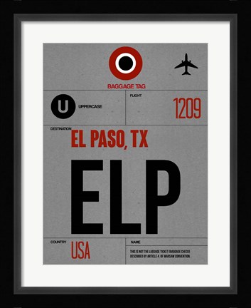 Framed ELP El Paso Luggage Tag I Print