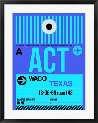 Framed ACT Waco Luggage Tag II Print