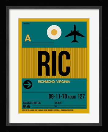 Framed RIC Richmond Luggage Tag I Print