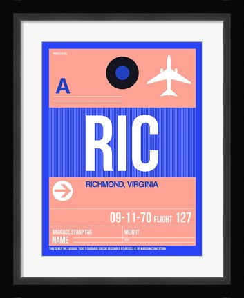 Framed RIC Richmond Luggage Tag II Print