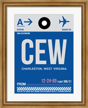 Framed CEW Charleston Luggage Tag I Print