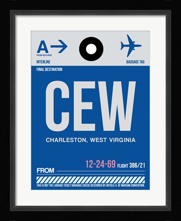Framed CEW Charleston Luggage Tag I Print