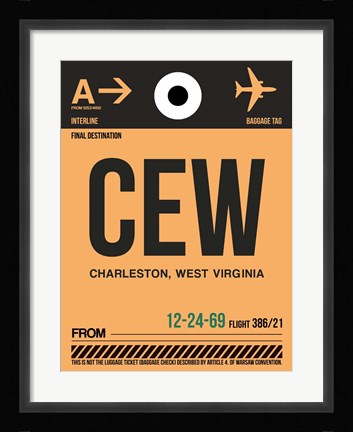 Framed CEW Charleston Luggage Tag II Print
