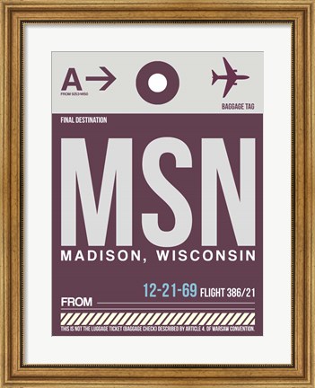 Framed MSN Madison Luggage Tag II Print