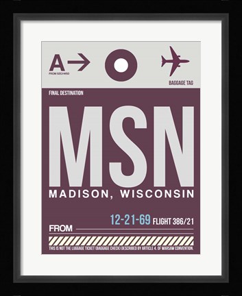 Framed MSN Madison Luggage Tag II Print