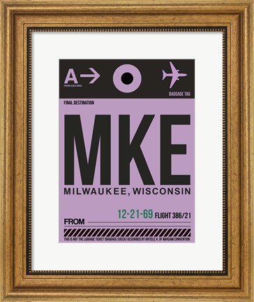 Framed MKE Milwaukee Luggage Tag I Print