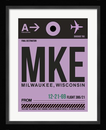 Framed MKE Milwaukee Luggage Tag I Print