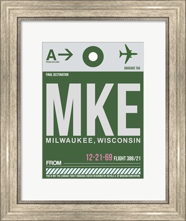Framed MKE Milwaukee Luggage Tag II Print