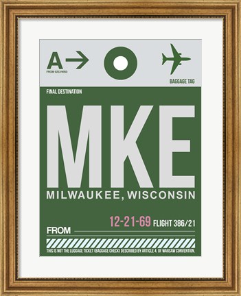 Framed MKE Milwaukee Luggage Tag II Print