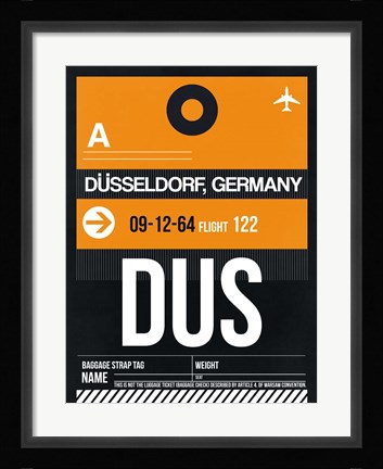 Framed DUS Dusseldorf Luggage Tag II Print