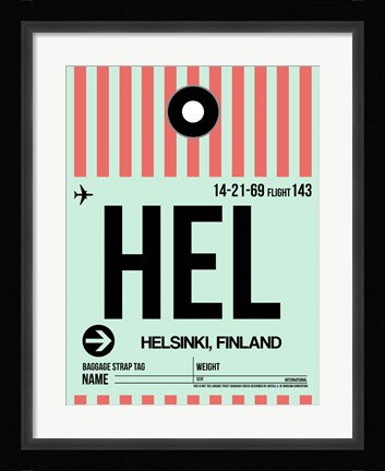 Framed HEL Helsinki Luggage Tag I Print