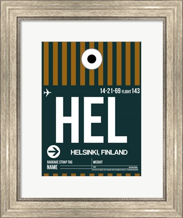 Framed HEL Helsinki Luggage Tag II Print