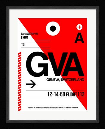 Framed GVA Geneva Luggage Tag I Print