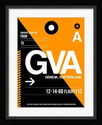 Framed GVA Geneva Luggage Tag II Print