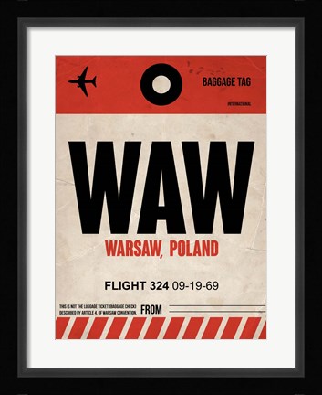 Framed WAW Warsaw Luggage Tag I Print