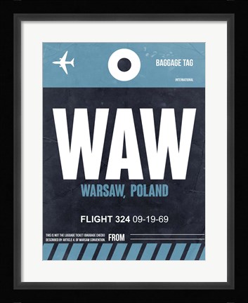 Framed WAW Warsaw Luggage Tag II Print