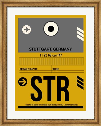 Framed STR Stuttgart Luggage Tag I Print