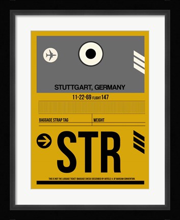 Framed STR Stuttgart Luggage Tag I Print