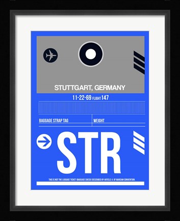 Framed STR Stuttgart Luggage Tag II Print