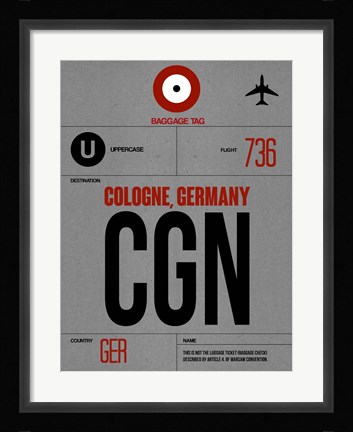 Framed CGN Cologne Luggage Tag I Print
