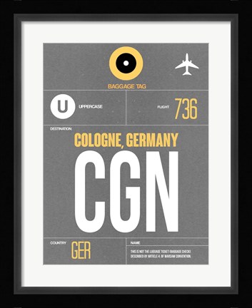Framed CGN Cologne Luggage Tag II Print