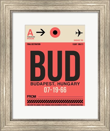 Framed BUD Budapest Luggage Tag I Print