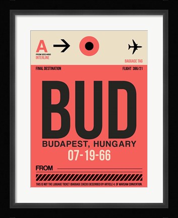 Framed BUD Budapest Luggage Tag I Print