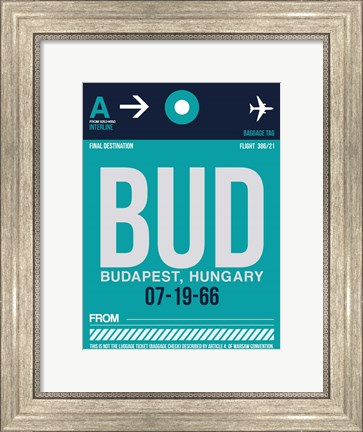 Framed BUD Budapest Luggage Tag II Print