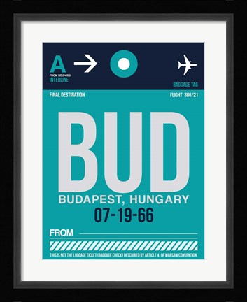 Framed BUD Budapest Luggage Tag II Print