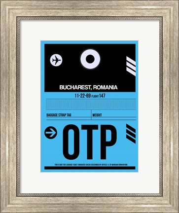Framed OTP Bucharest Luggage Tag II Print