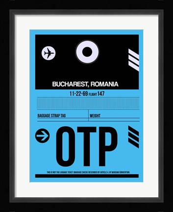 Framed OTP Bucharest Luggage Tag II Print