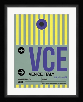 Framed VCE Venice Luggage Tag I Print