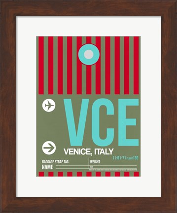 Framed VCE Venice Luggage Tag II Print