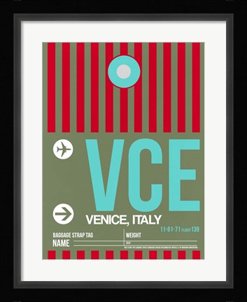Framed VCE Venice Luggage Tag II Print