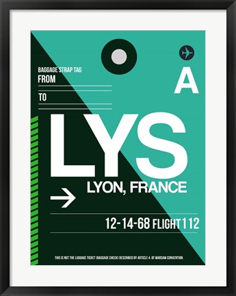 Framed LYS Lyon Luggage Tag II Print