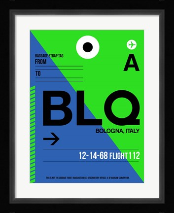 Framed BLQ Bologna Luggage Tag II Print