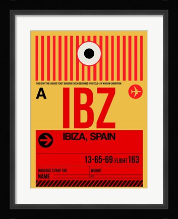 Framed IBZ Ibiza Luggage Tag I Print