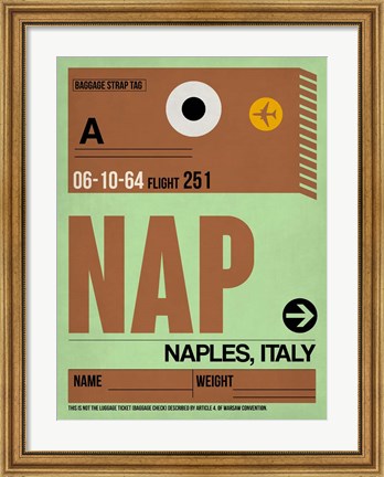 Framed APF Naples Luggage Tag I Print